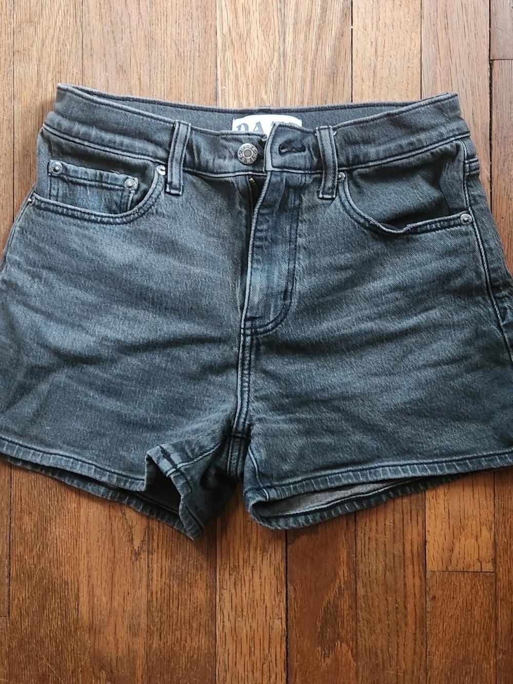 High-Rise Black Denim Jean Shorts - Classic Fit